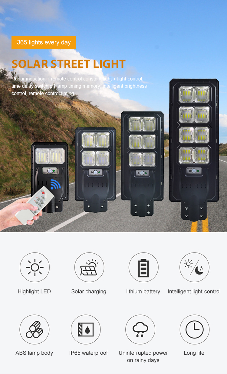 Waterproof Ip65 Outdoor ABS 30w 60w 90w 120w All In One Integrated Solar Led Street Light