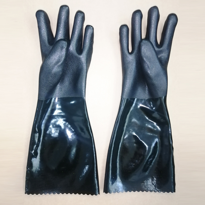 Black PVC Lange Handschuhe wasserdichte ölbeständige 18inches