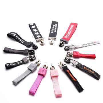 Custom Metal Zipper Puller Charm Zipper Pulls Nylon Strap