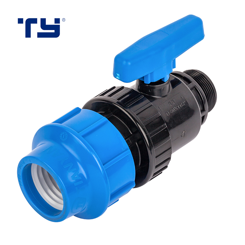 Taizhou factory price PN16 high pressure threaded blue irrigation fittings PP male union ball valve