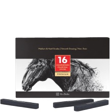 MQCOLOR 16-Count Compressed Charcoal Stick Set - Medium and Hard Grades for Sketching