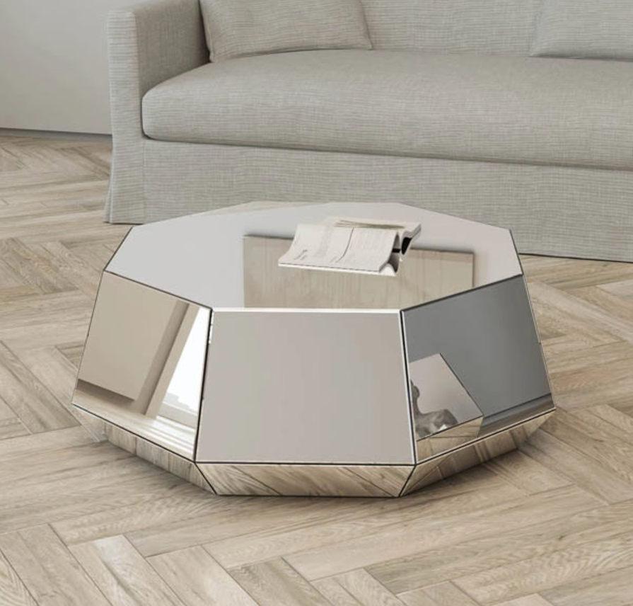 Fashion special-shaped glass mirror coffee table