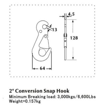 Conversión plana Snap Hook 50MM Ancho con carga de ruptura 5000KG