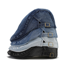 Wholesale Custom Vintage Denim Flat Ivy Gatsby Newsboy Driving Beret Hats for Men and Women