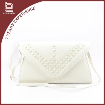 Pure White pu shoulder fashion lady satin evening bag