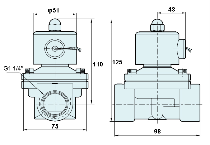 Main Dimension of 2S350-35 Pneumatic solenoid valves