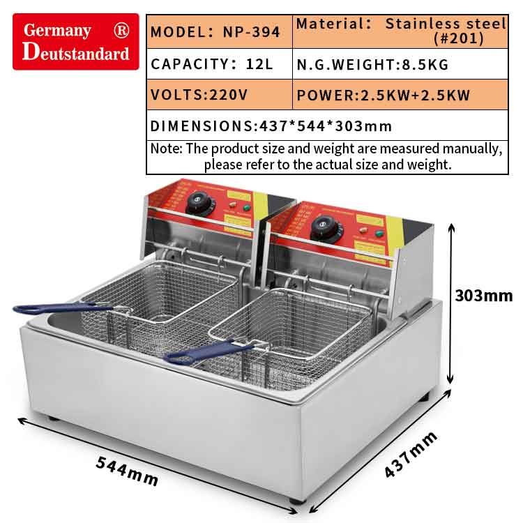 friteuse électrique de table professionnelle 12L avec acier inoxydable