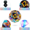 High Density Rainbow Cracked Glass DND Dice 7 Piece Polyhedral Dice Set for DND TTRPG, Crystal Crack Glass Designer Dice
