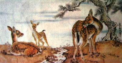 Sika deer pattern cloth painting