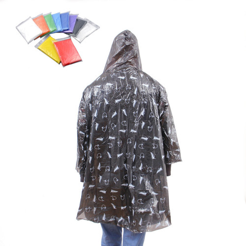 poncho antipioggia monouso in plastica LDPE con logo stampato all-over