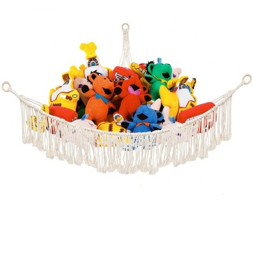 BODI Handmade Large Macrame Hammock with Tassels and Stuffed Animal Toy