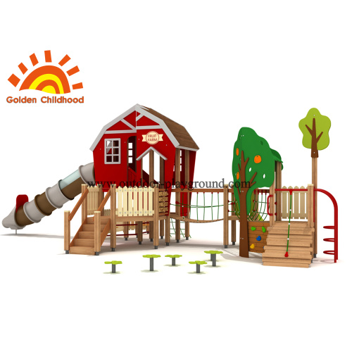 Peralatan Playground Outdoor Playhouse Red For Sale