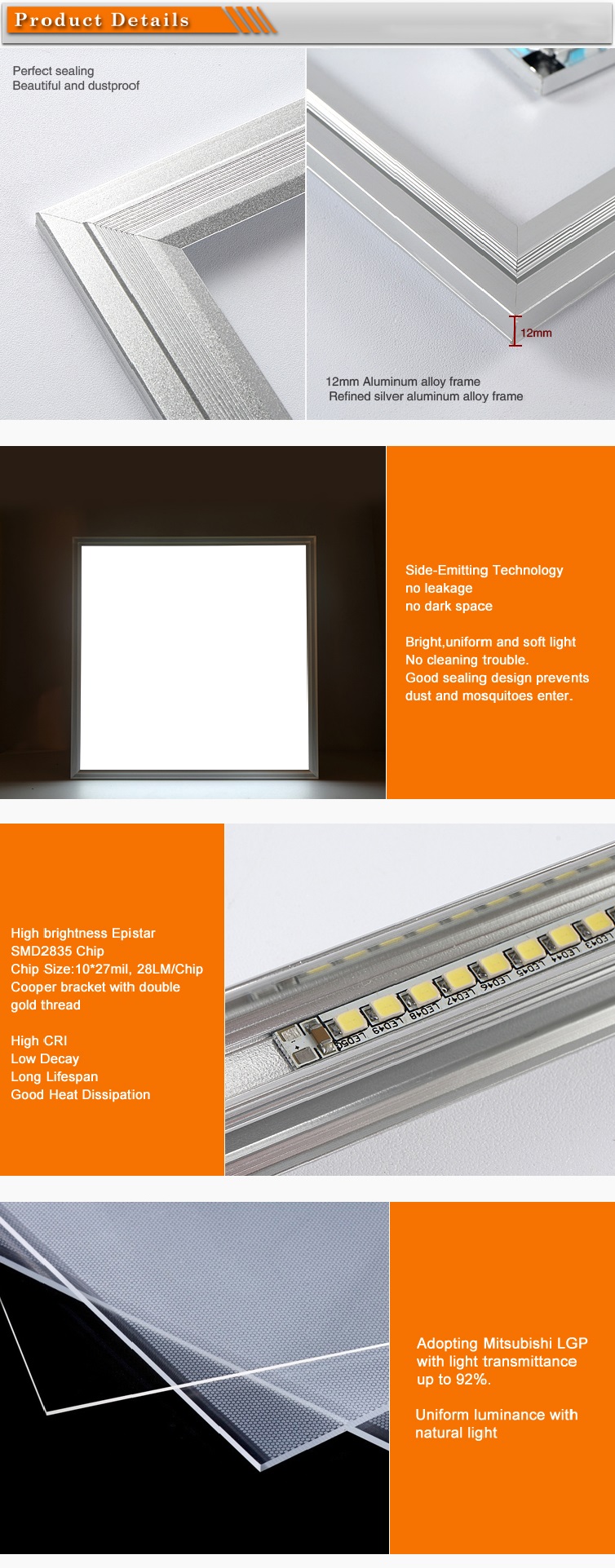 48W 600x600 Dimmable Led Flat Panel Ceiling Light