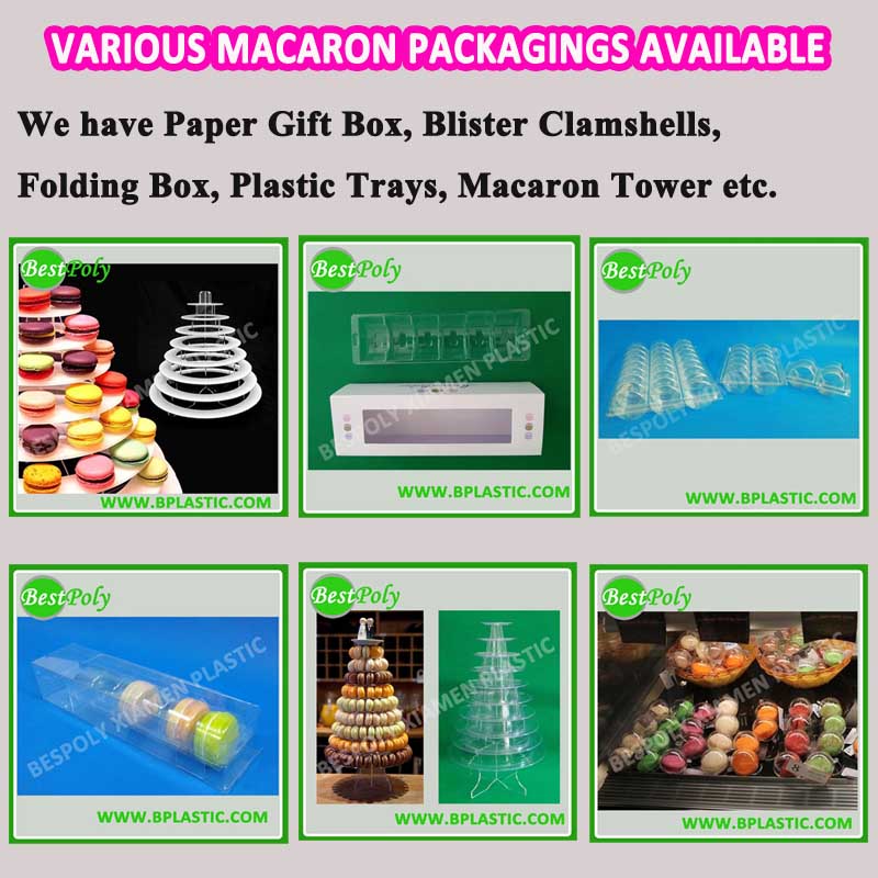 Cute Plastic Single Macaron folding Box Macaron Packaging Box