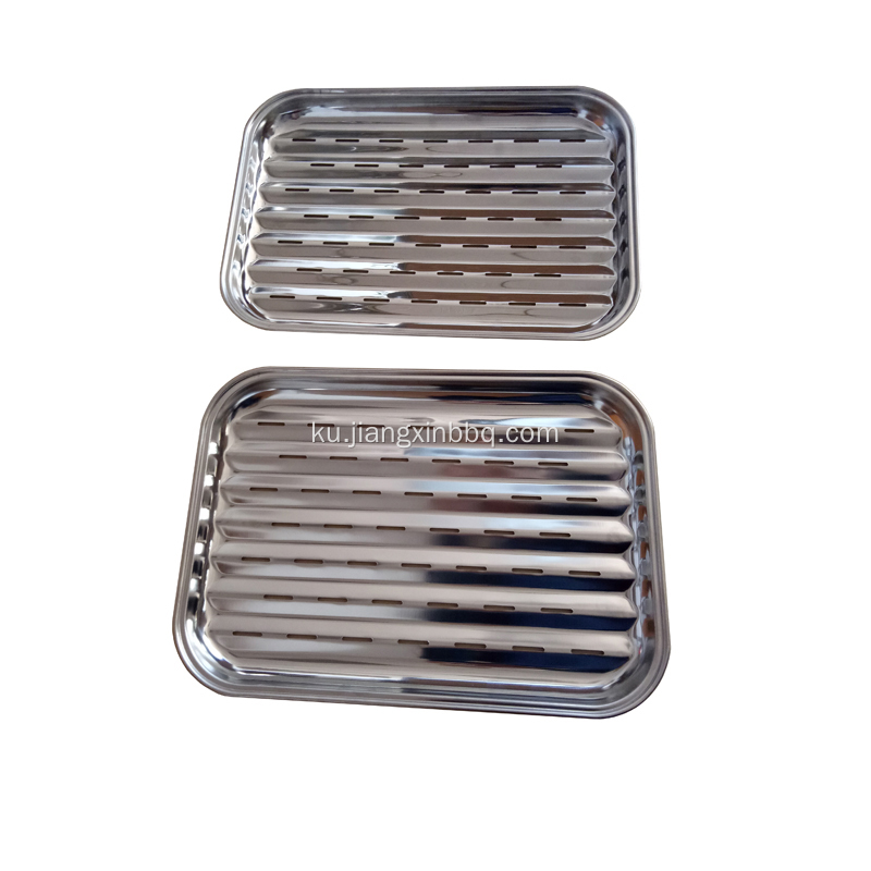 Camping Rectangular Stainless Steel BBQ Grill Tray