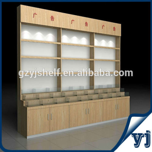 Design Wood Glass Showcase for Candy, Rice Display