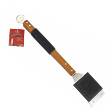 BBQ antiskid handle grill cleaning brush with scrape