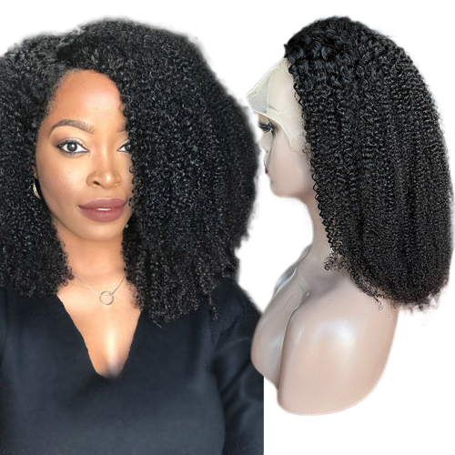 Wholesale Cost-effective mongolian afro kinky curl wig, 13*4 lace frontal afro wave curls wig, human hair afro curls wig