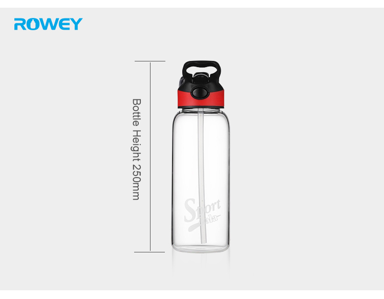 700ml Summer Borosilicate Glass Sports Water Bottle with Straw