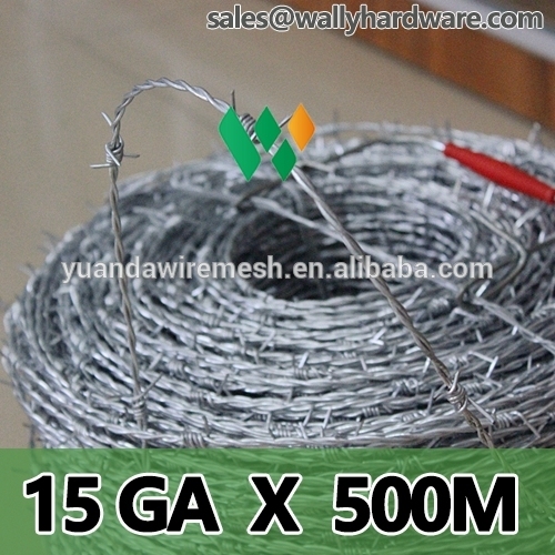 Brazil hot dipped galvanized barbed wire 1.6mm 500m