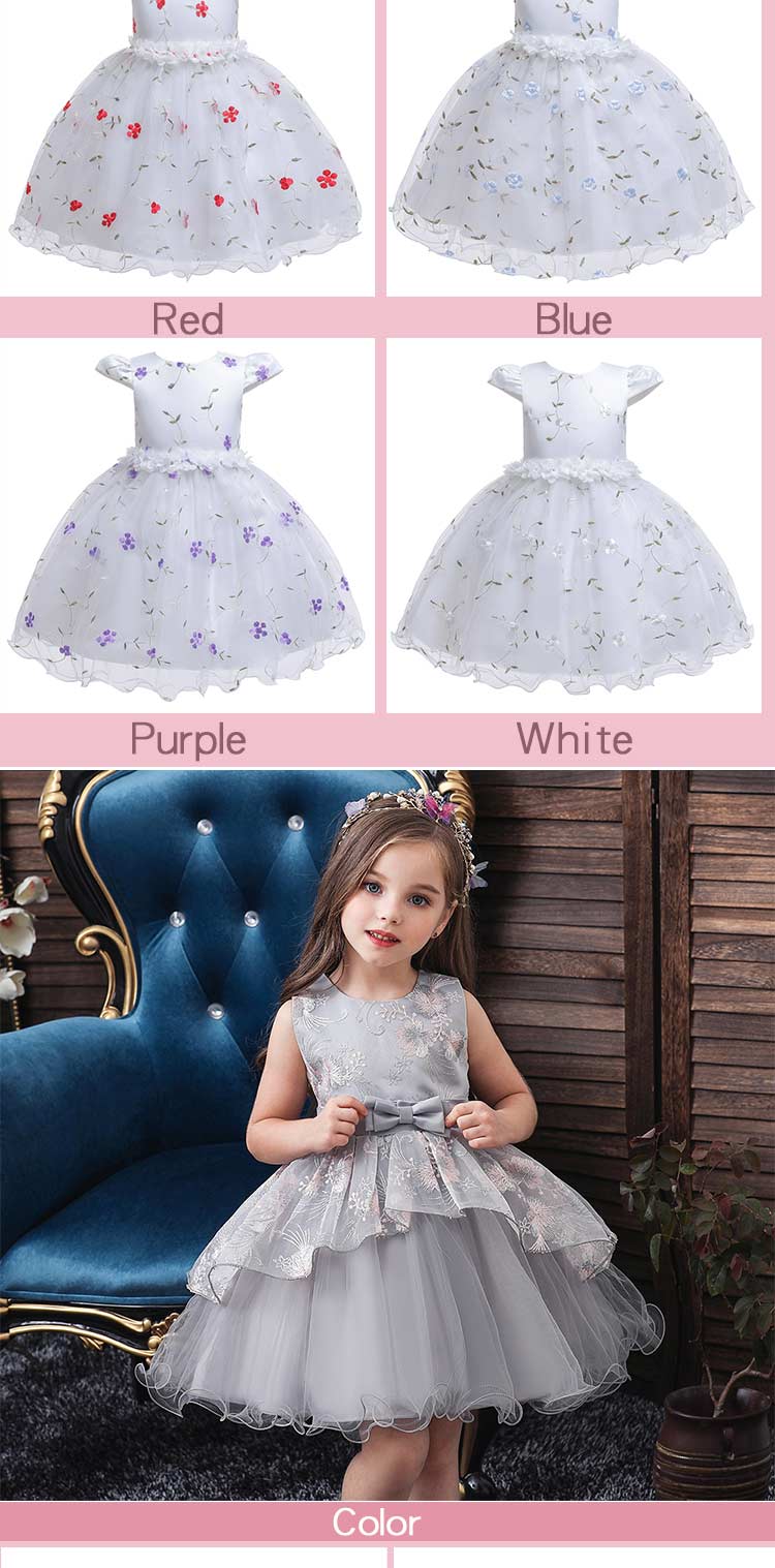 2020 Summer Pink Flower Princess Toddler Girl Party Dresses Comfortable Baby Girls Dresses