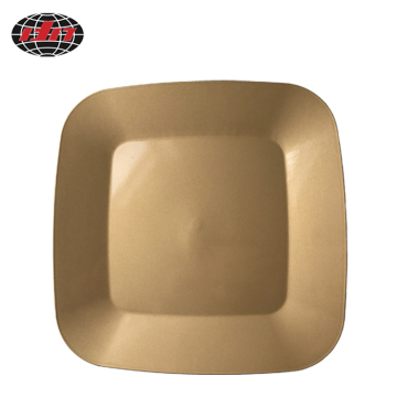Gold Square Rounded Corners Plastic Charger Plate