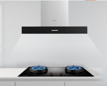 Top mounted range hood black stainless