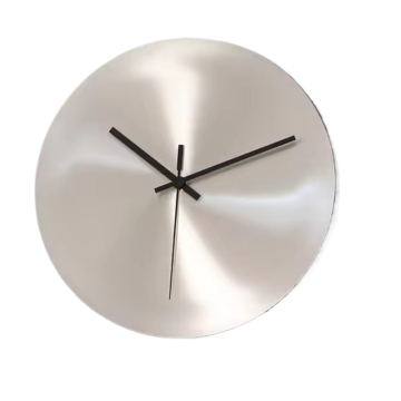 Stainless Steel Dial Silver Decor Wall Clock - Silent Movement Battery Operated Metal Wall Hanging Clock