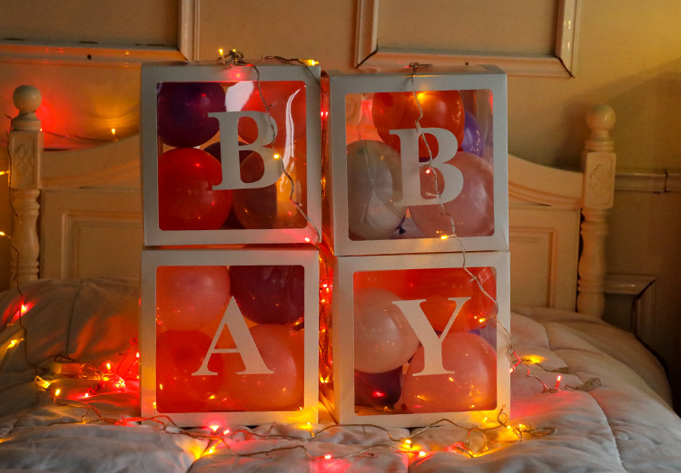 Baby Shower Balloons supply DIY A-Z Letter Balloons Box Transparent Name Box First 1st Birthday Party Decor Macaron Balloons Box