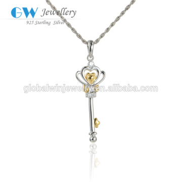 18K Gold Plating 925 Sterling Silver Magic Wand Silver Pendants Silver Key Pendant PETY004