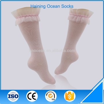 Fuzzy lace top baby girl tube baby socks