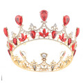 Guldpläterade Royal Red Rhinestones Crystal Crown