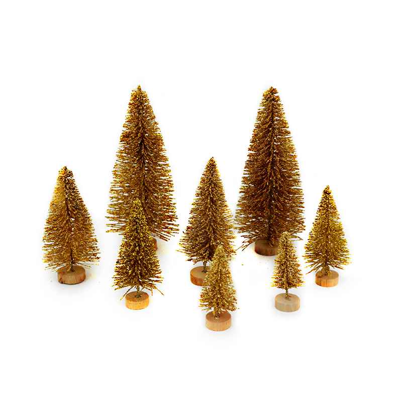 8pcs/set Artificial Mini Christmas Tree Snow Frost Small Pine Tree DIY Crafts Desktop Decoration Christmas Decoration Ornaments