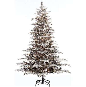 Factory Wholesale Vivid Flocked Christmas Tree with Warm Lights, Hinged