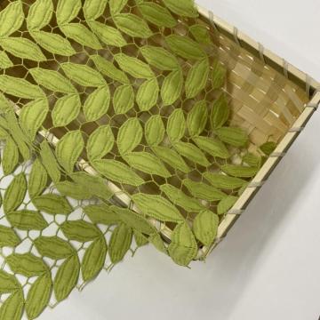 Green Leaves Milky Yarn Guipure Embroidery Fabric