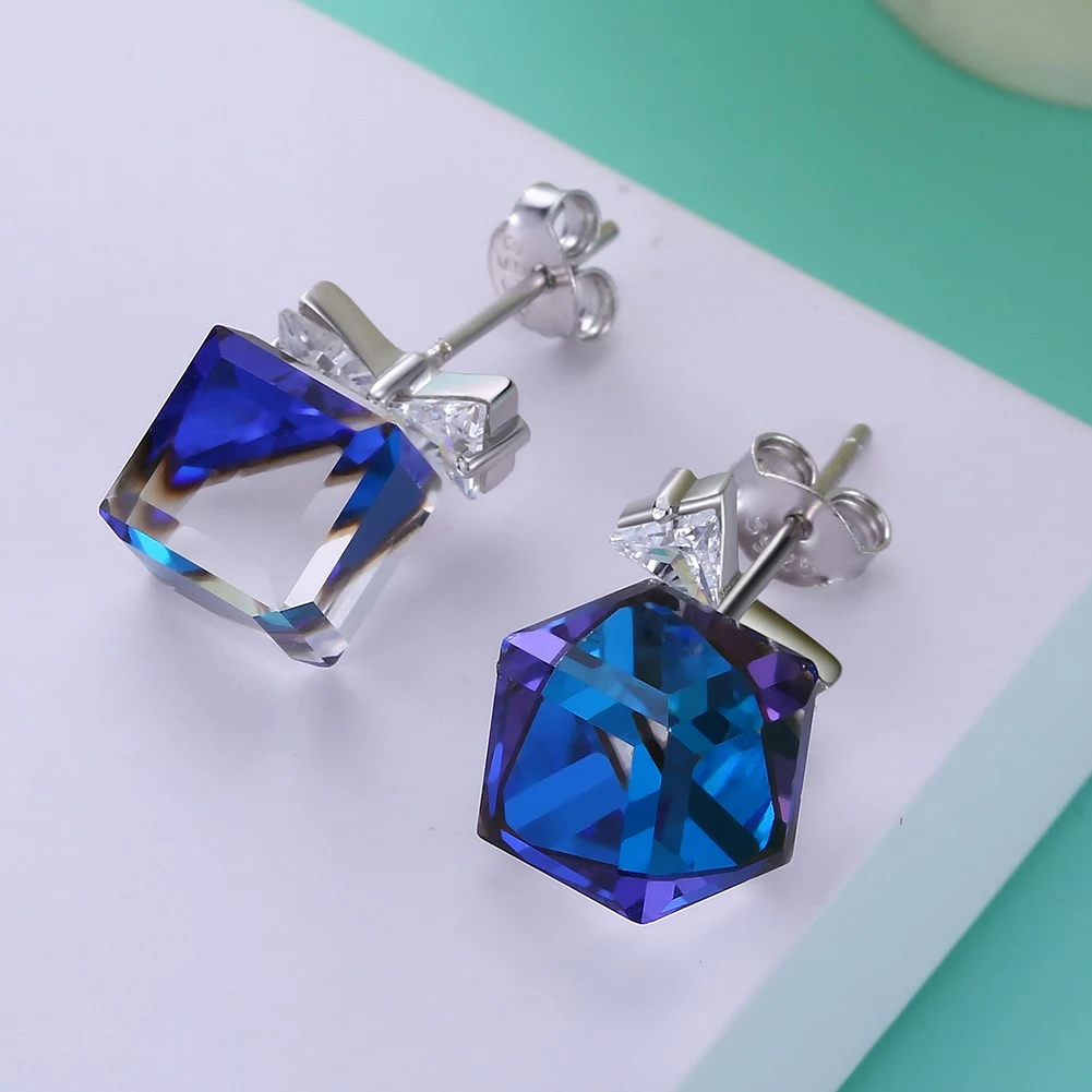 925 Sterling Silver Good Quality Crystal Zircon Stud Earrings