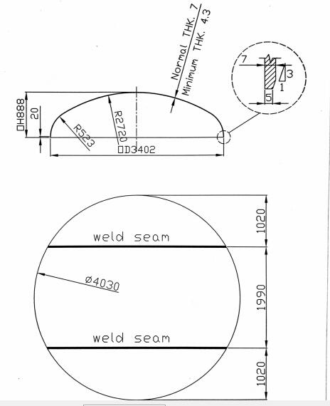 Dished heads production drawing