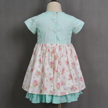 hand embroidered floral check children's boutique clothing