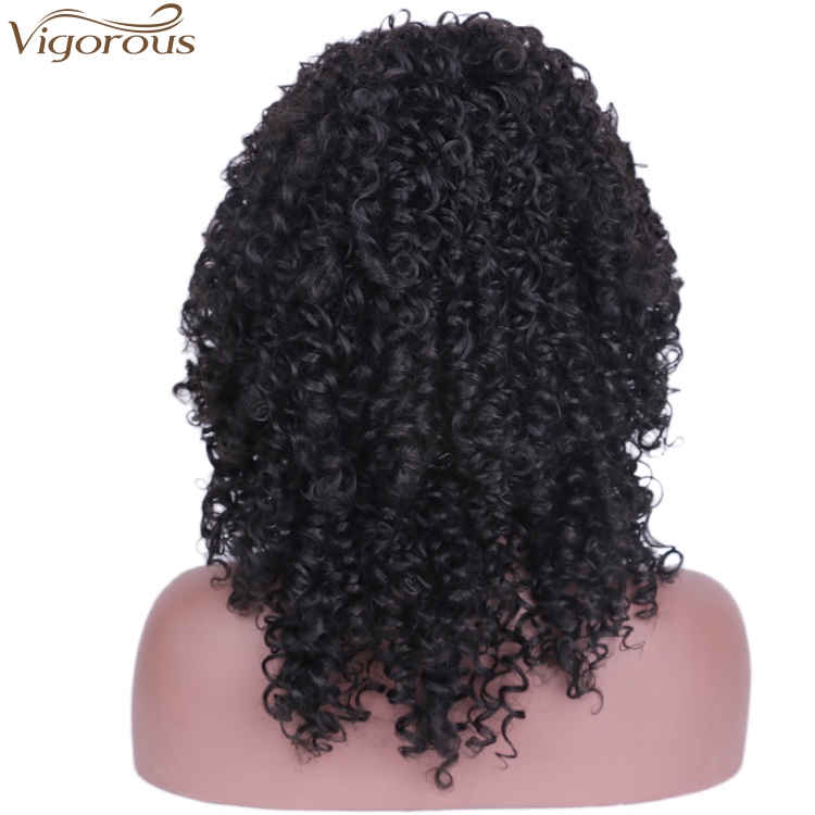Vigorous Top Quality High Temperature Synthetic Party Wigs Short Kinky Curly Wigs for African American Women Black Wholesale