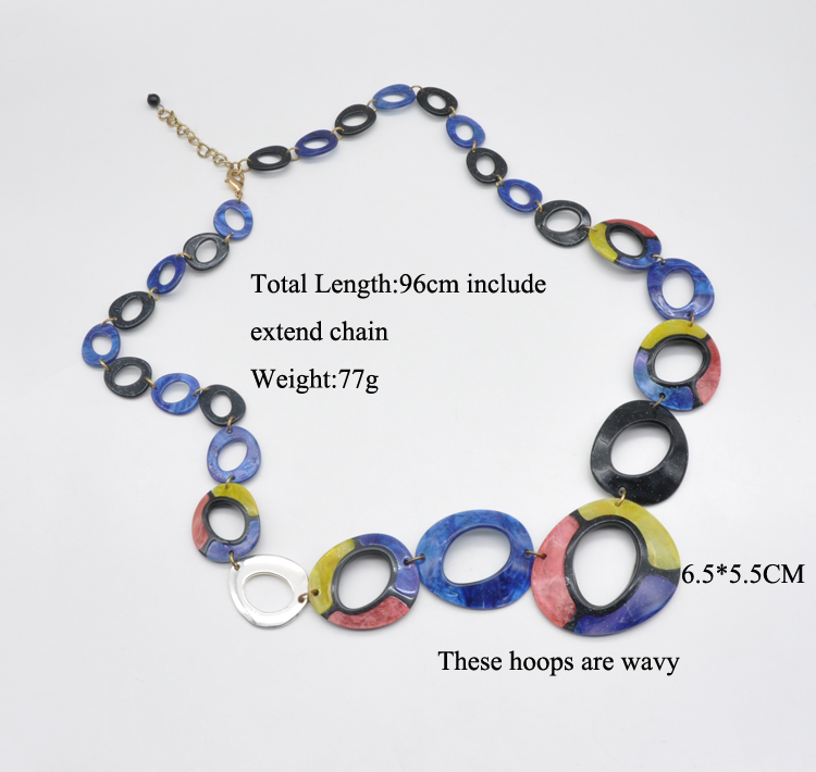 2021 trendy colorful hypoallergenic acrylic fashion chunky necklace