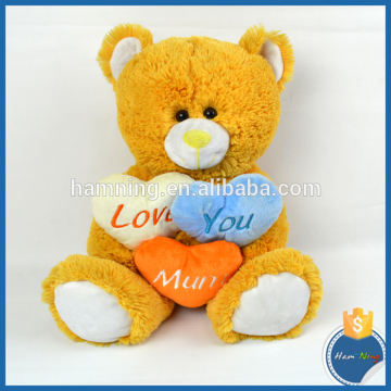 light brown bear plush toys valentine day gift hugging colorful heart
