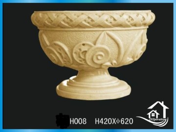 Aged-weathered stone garden pot