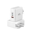 Accessoires téléphoniques PD 65W 3-PORT USBC Charger mural de charge rapide pour l&#39;adaptateur de téléphone téléphonique USBC pour ordinateur portable