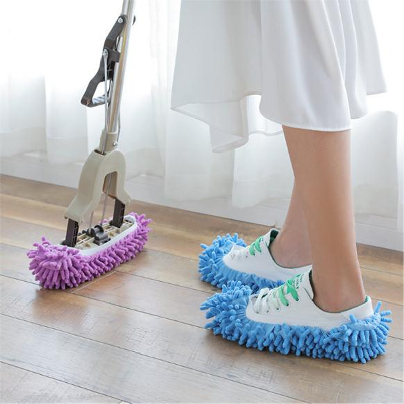 Factory direct sales floor cleaning removable  chenille sloth mopping slippers cover mop cute guest slippers set