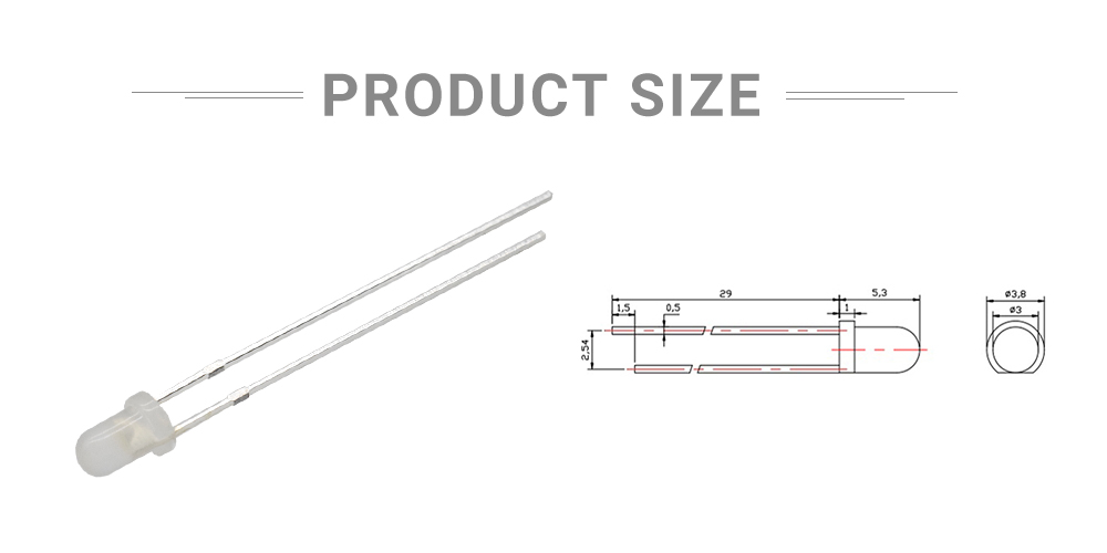 Size of diffused white 3mm LED