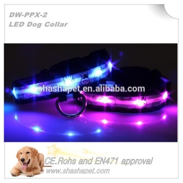 Factory wholesales waterproof led dog collar with dog collar with rubber