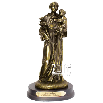 Catholic religious bronze saint anthony sculpture holding baby jesus statue