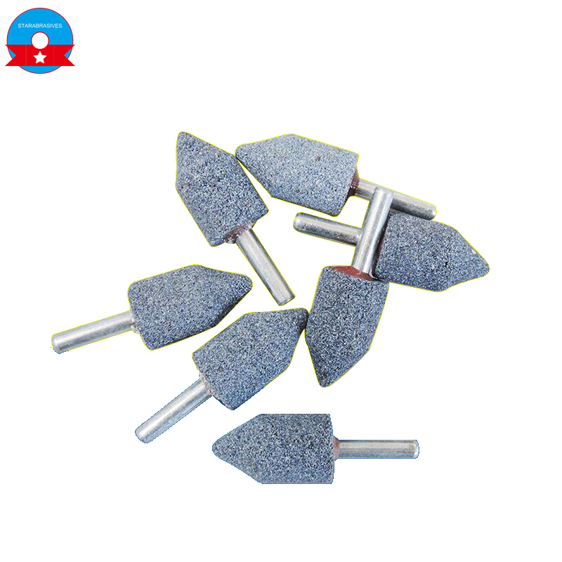 Straight Shank Conical Shaped Head Mounted Abrasive Taper Points Grinding Head Stone