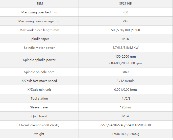 cnc lathe machine price SP2116