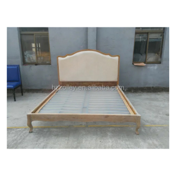 Wholesale Cheap Cream White PU Leather and Natural Wooden Beds